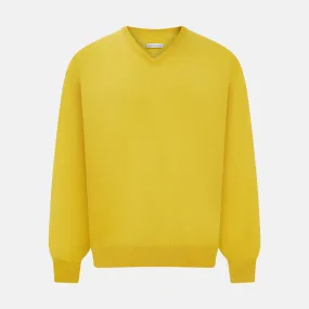 Canary Yellow Fine Merino V-Neck Jumper