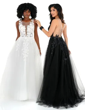 Cecilia Couture 1522 Sheer Black Wedding Dress Floral 3D Lace Ballgown High Neck Button