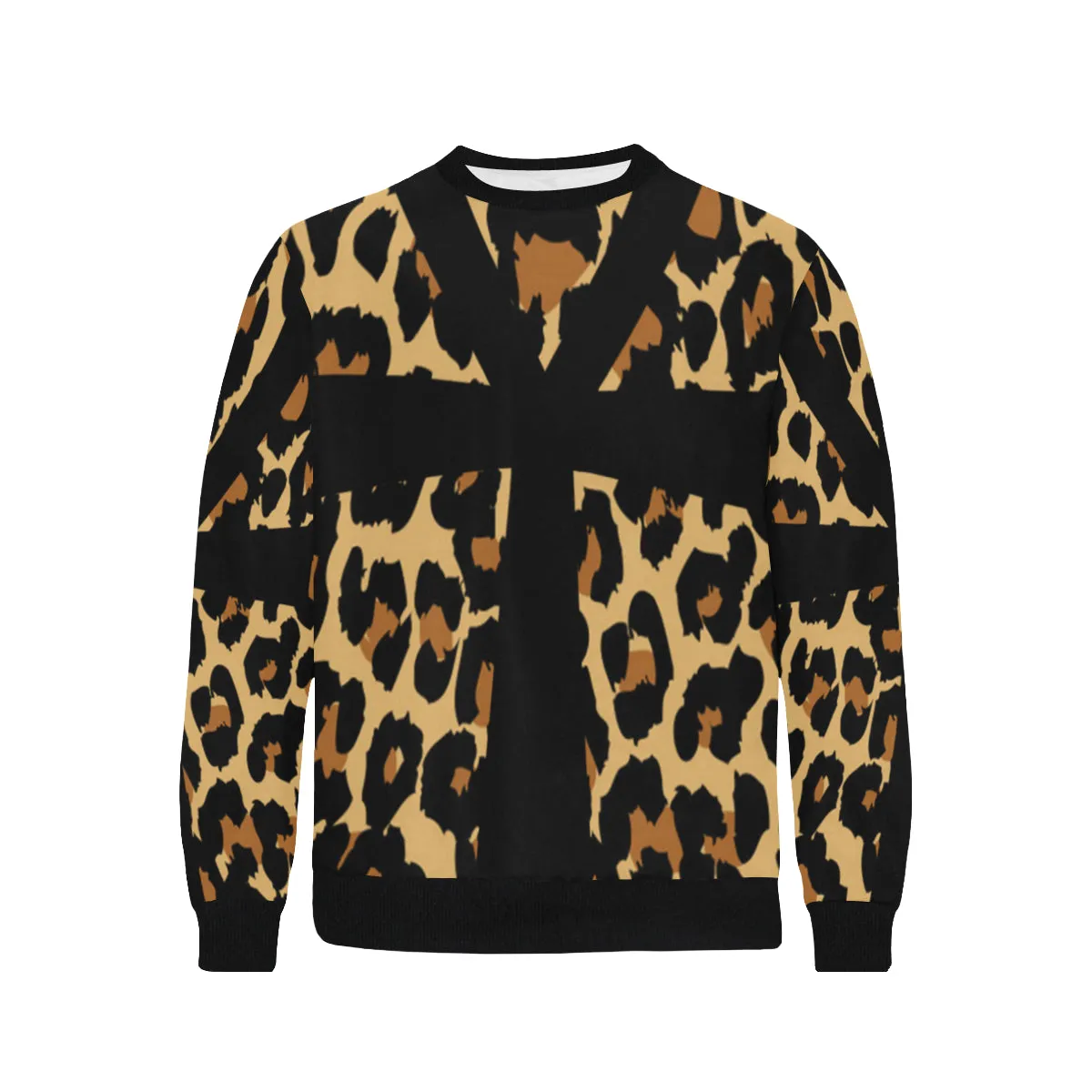 CHEETAH ANKH Men's Rib Cuff Crew Neck Sweatshirt