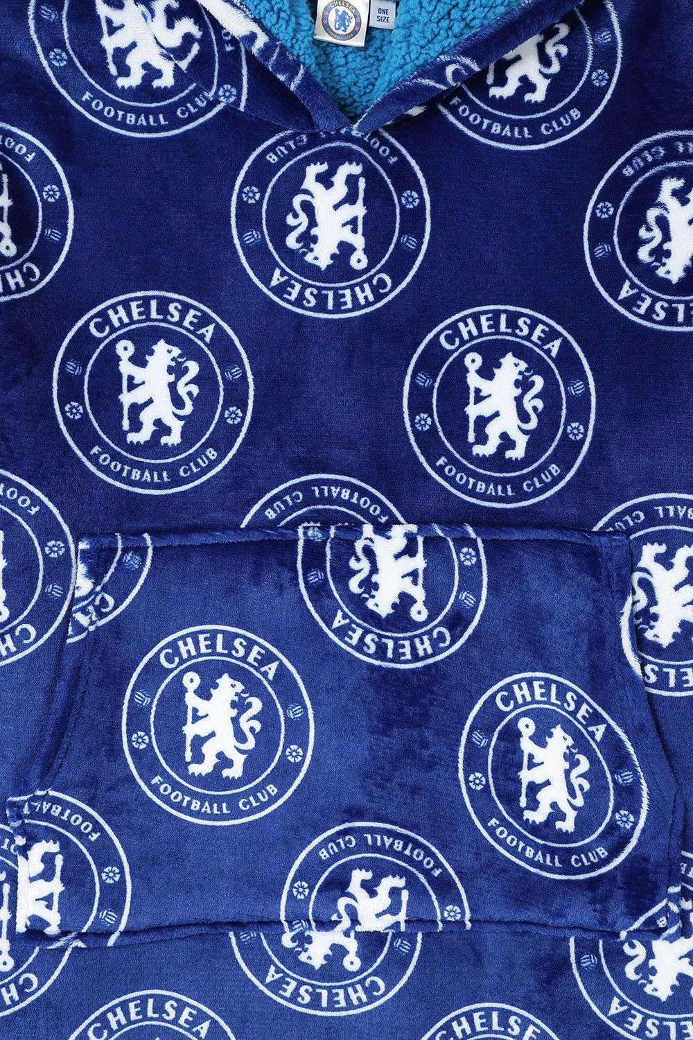 Chelsea Football Club Men's Fully Lined Luxury Fleece Oversized Hoodie Blue W23