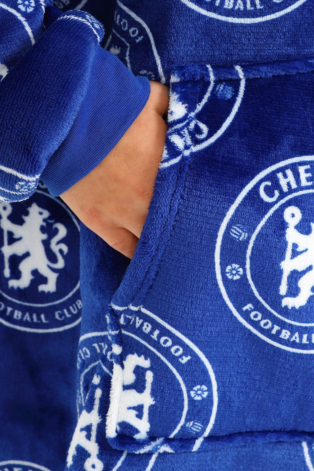 Chelsea Football Club Men's Fully Lined Luxury Fleece Oversized Hoodie Blue W23