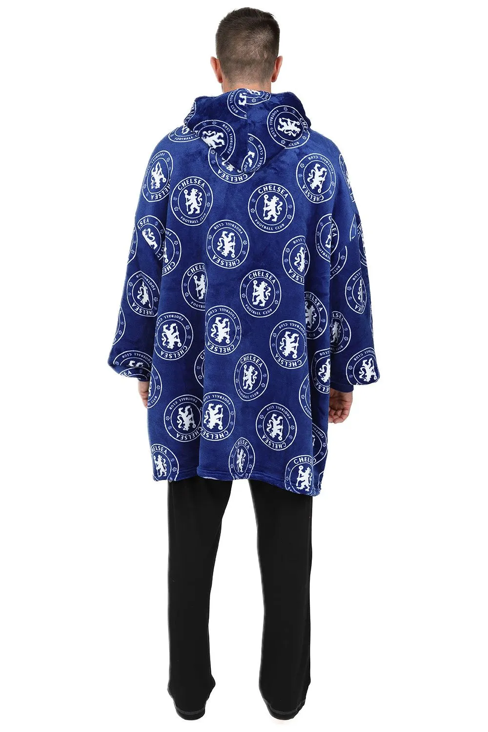 Chelsea Football Club Men's Fully Lined Luxury Fleece Oversized Hoodie Blue W23