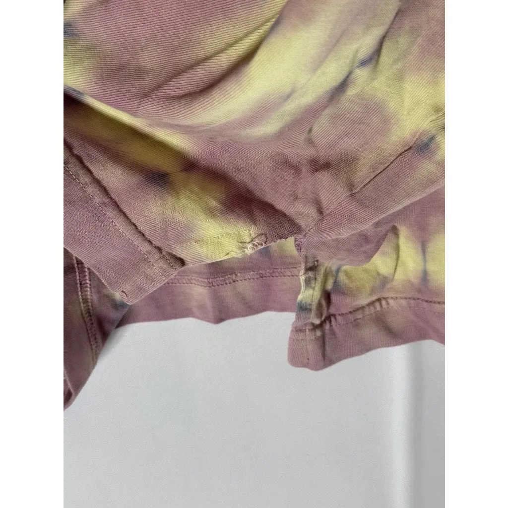 CHNGE Men's Purple/Beige Embroidered Peace Flower Tie-Dye Mock-Neck Shirt SZ XL