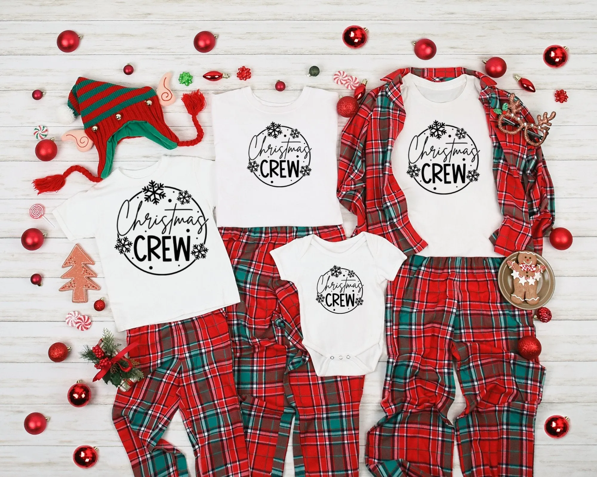Christmas Crew Snowflakes Matching Family Christmas Shirts for Adult, Youth, Toddler & Baby. Perfect Gift for the Holidays.