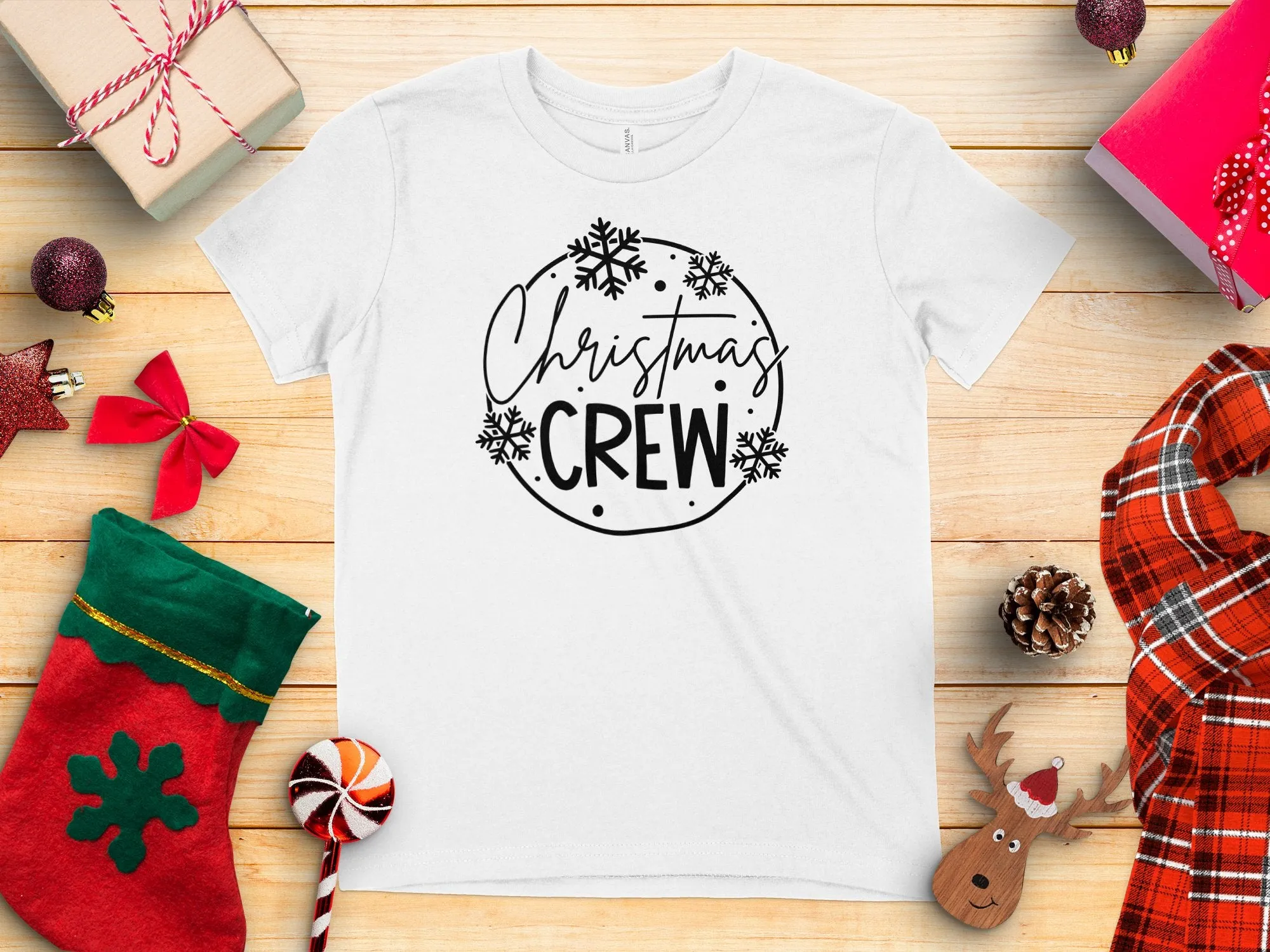 Christmas Crew Snowflakes Matching Family Christmas Shirts for Adult, Youth, Toddler & Baby. Perfect Gift for the Holidays.