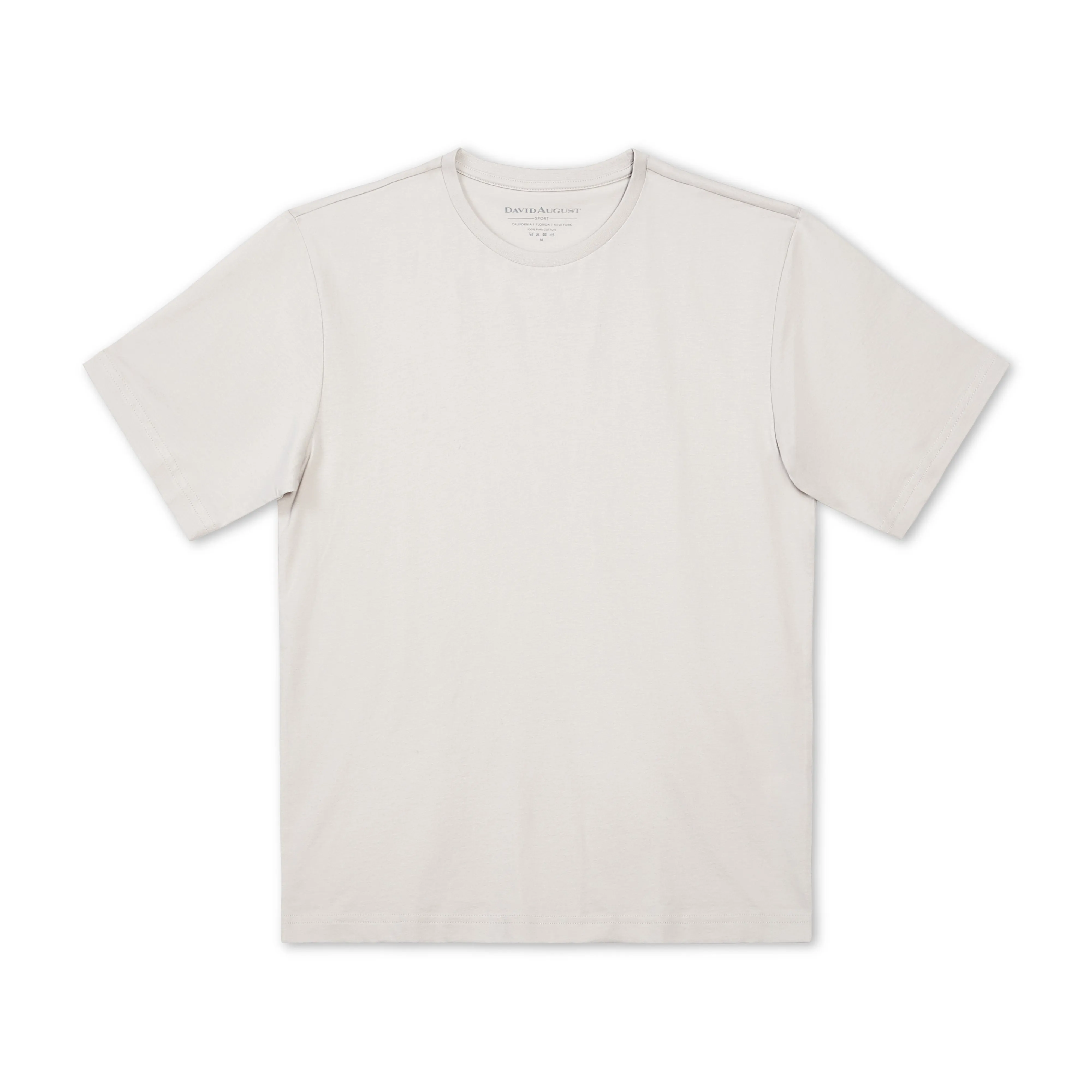 DAVID AUGUST PIMA COTTON CREW NECK T-SHIRT IN STONE