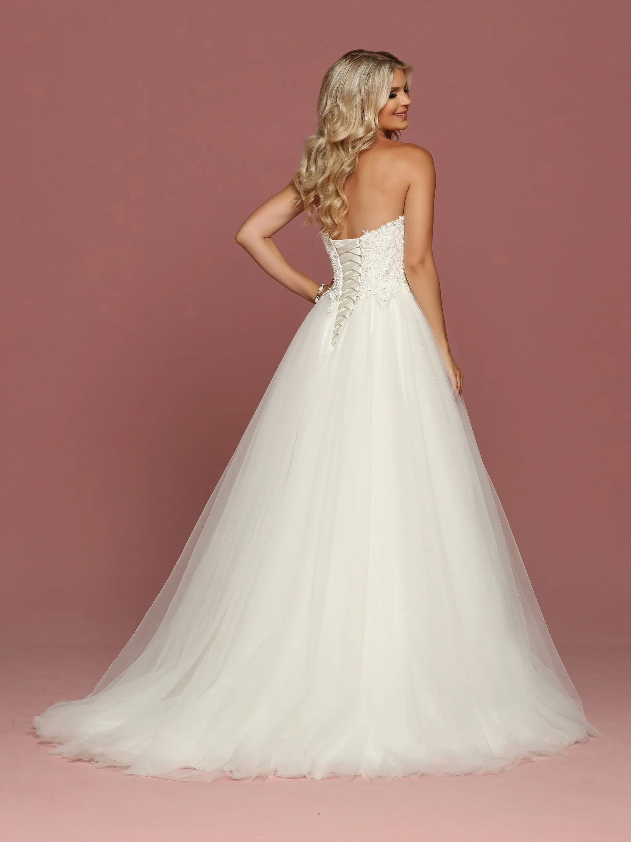 Davinci Bridal 50487 Embellished Lace Tulle Ballgown Wedding Dress Strapless Sweetheart
