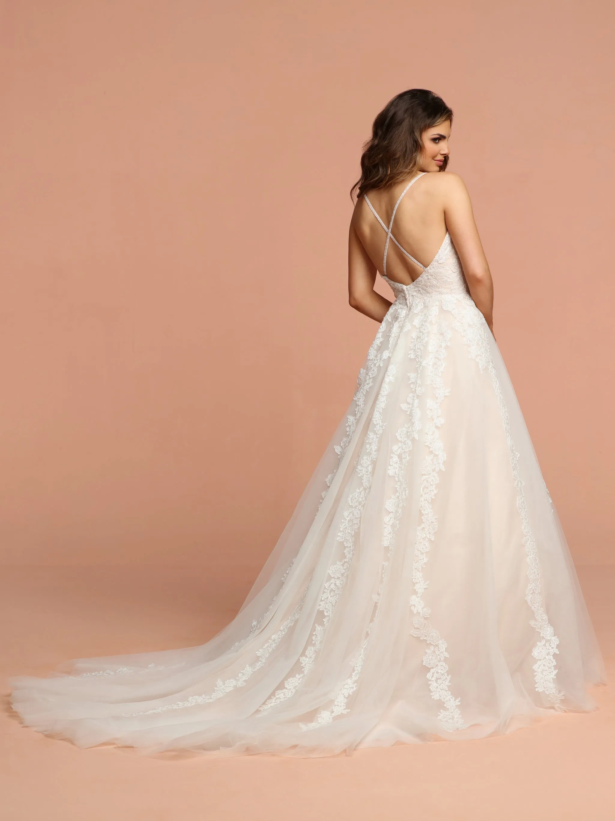 Davinci Bridal 50583 Tulle Ballgown Wedding Dress Cascading Lace Sweetheart Strapless