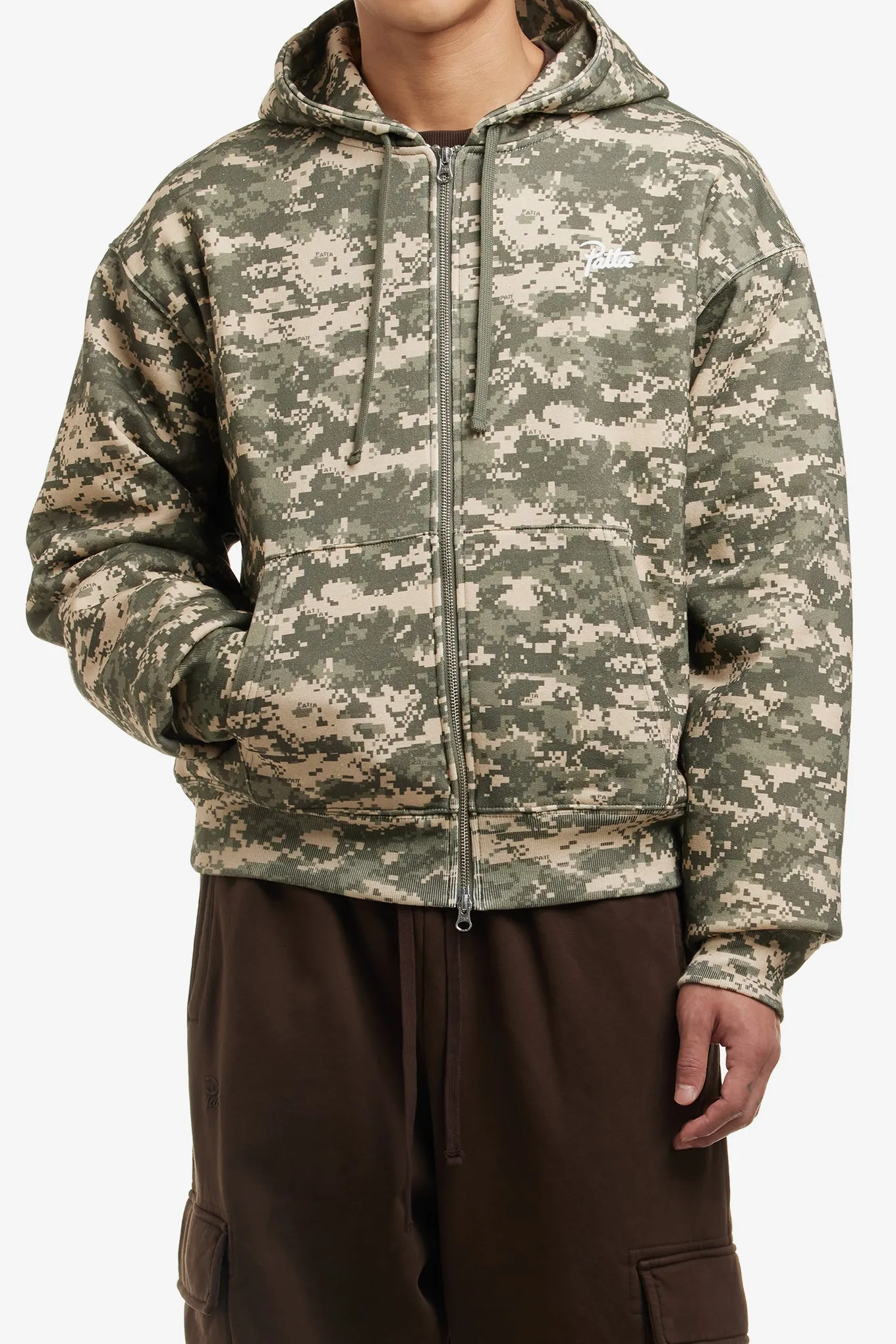 DIGI WAFFLE ZIP HOODED SWEATER