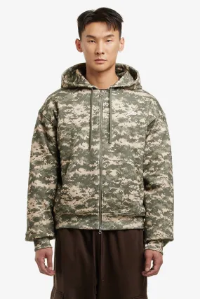 DIGI WAFFLE ZIP HOODED SWEATER