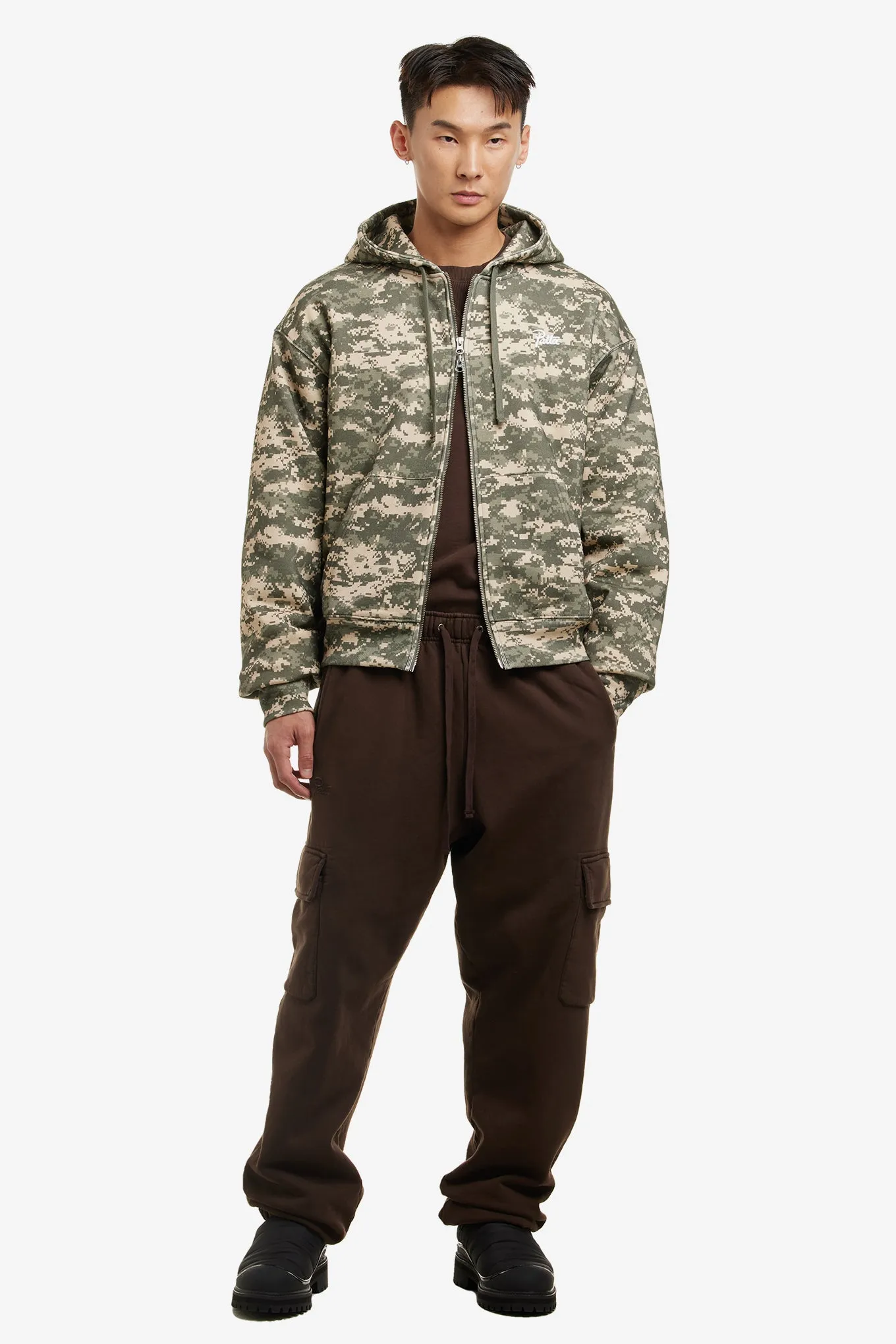 DIGI WAFFLE ZIP HOODED SWEATER