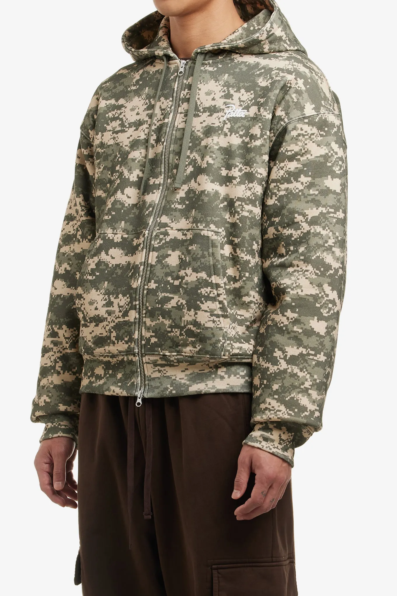 DIGI WAFFLE ZIP HOODED SWEATER
