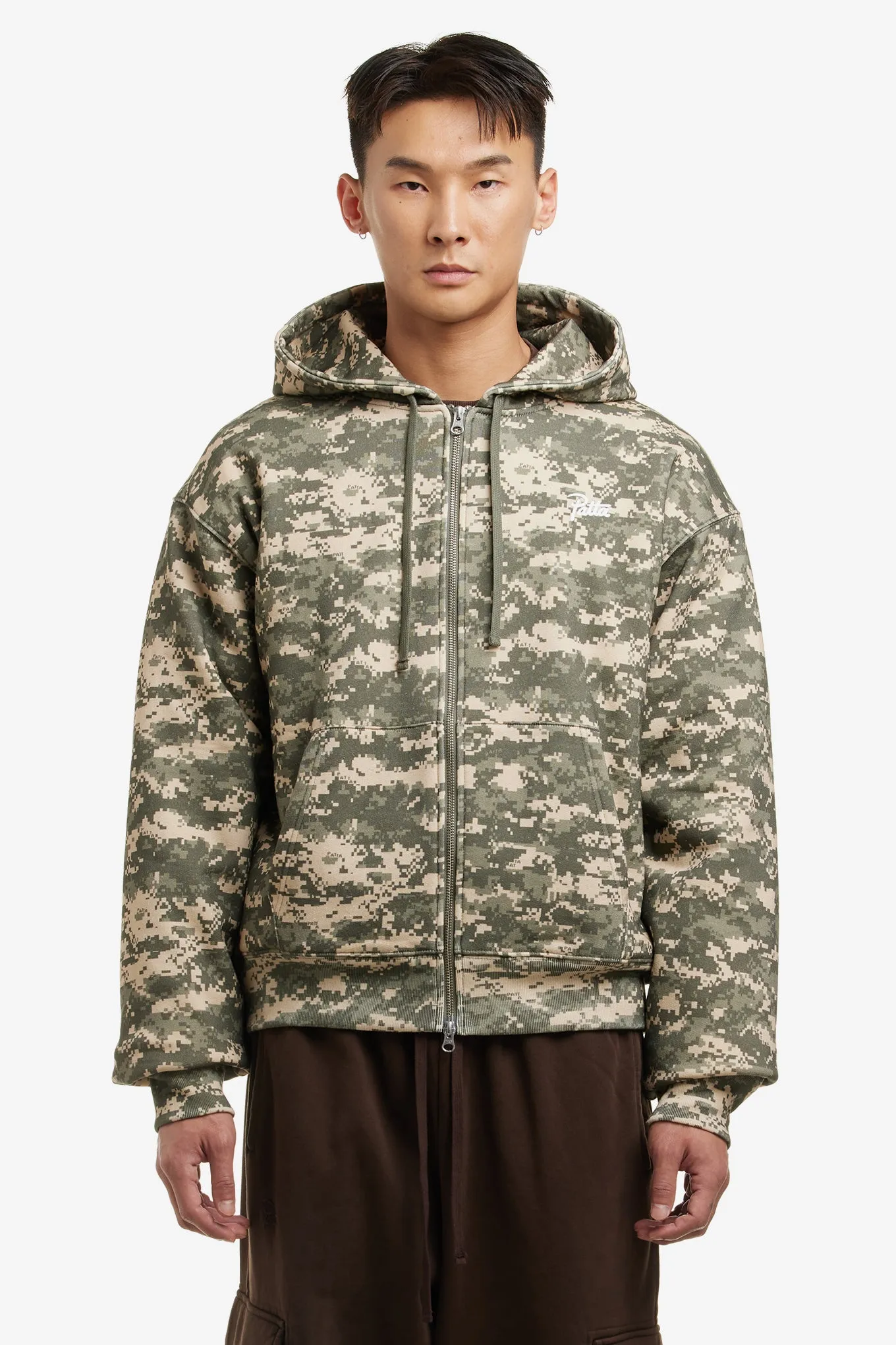 DIGI WAFFLE ZIP HOODED SWEATER