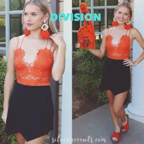 DIVISION Lace/Jersey Bodice Bodysuit Top