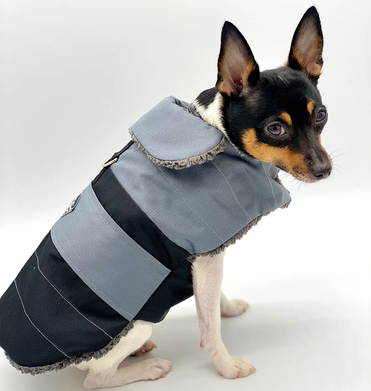 DoggieCoutureNY Water Resistant Gray & Black Coat