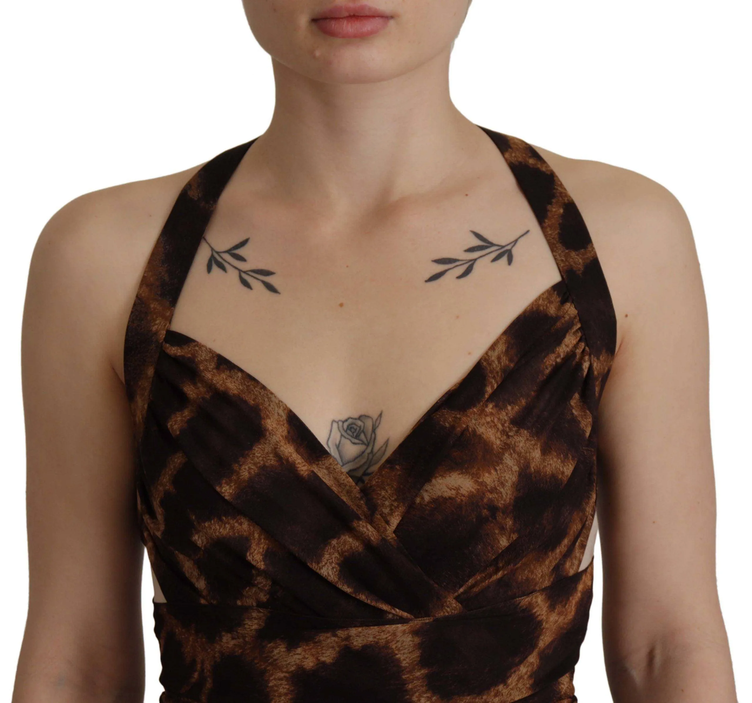 Dolce & Gabbana Brown Leopard Print Gown Silk Dress