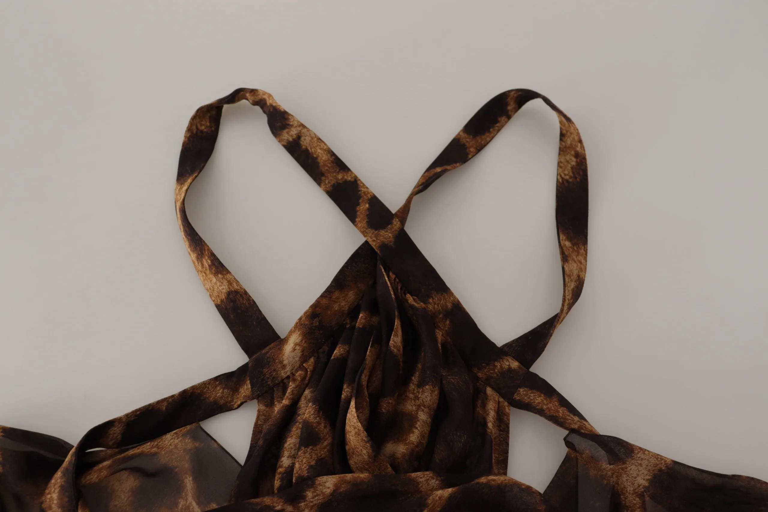 Dolce & Gabbana Brown Leopard Print Gown Silk Dress