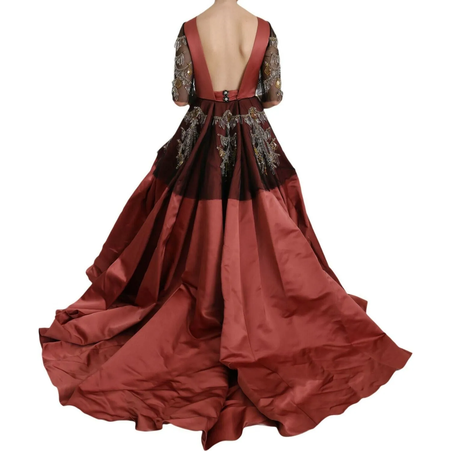 Dolce & Gabbana Elegant Crystal Embellished Silk Gown