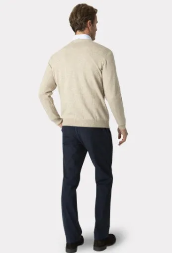 Dorset Stone 12 Gauge Luxury Cotton Merino V Neck Jumper