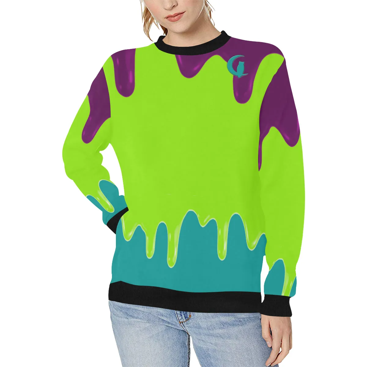 DRIPPIN LEAN Women's Rib Cuff Crew Neck Sweatshirt