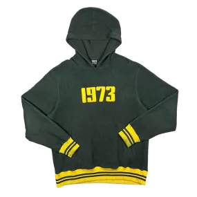Early 00's ROOTS ATHLETICS "1973" Embroidered Green Pullover Fleece Hoodie