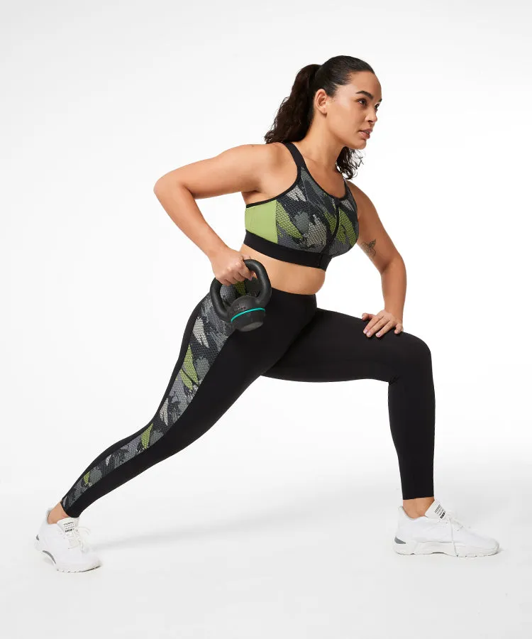 Echo Camouflage Adjustable Zip Racerback Padded Running Bra | Women's High Support Sports Bra