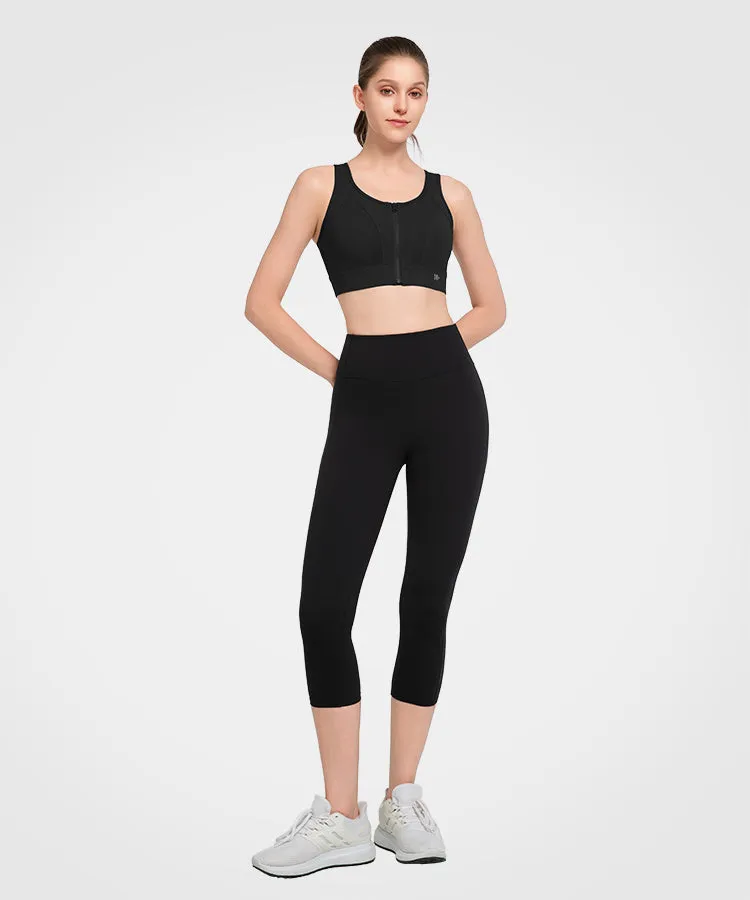 Echo Front Zip Perforated Breathable Padded Running Bra | Women's High Support Sports Bra