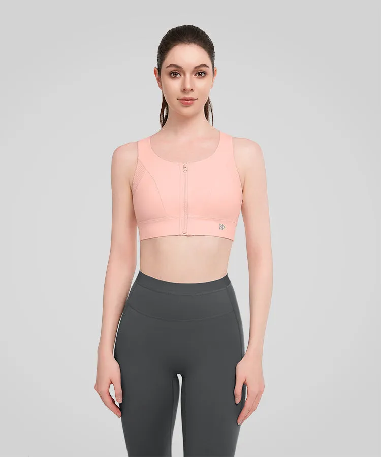 Echo Front Zip Soft Breathable Padded Running Bra | Women's High Support Sports Bra
