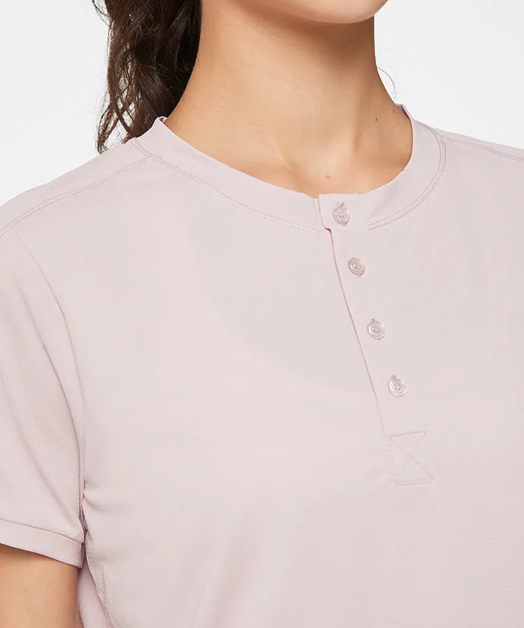 Echo Half Button Jacquard T-shirt | Women's Sports T-shirt