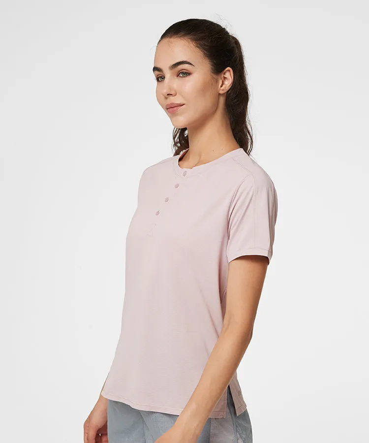 Echo Half Button Jacquard T-shirt | Women's Sports T-shirt