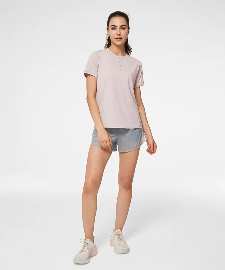Echo Half Button Jacquard T-shirt | Women's Sports T-shirt
