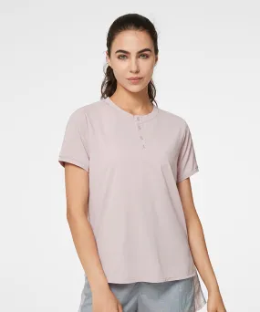 Echo Half Button Jacquard T-shirt | Women's Sports T-shirt