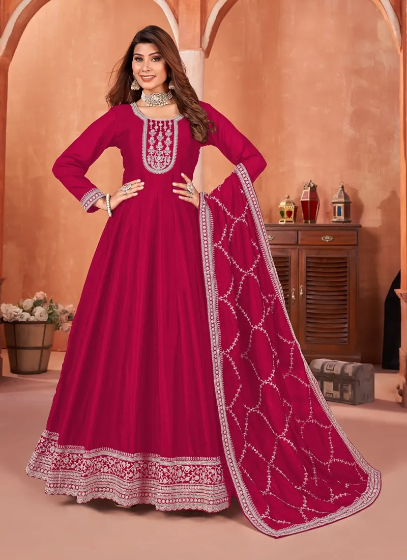 Elegant Floor-Length Art Silk Gown Ensemble