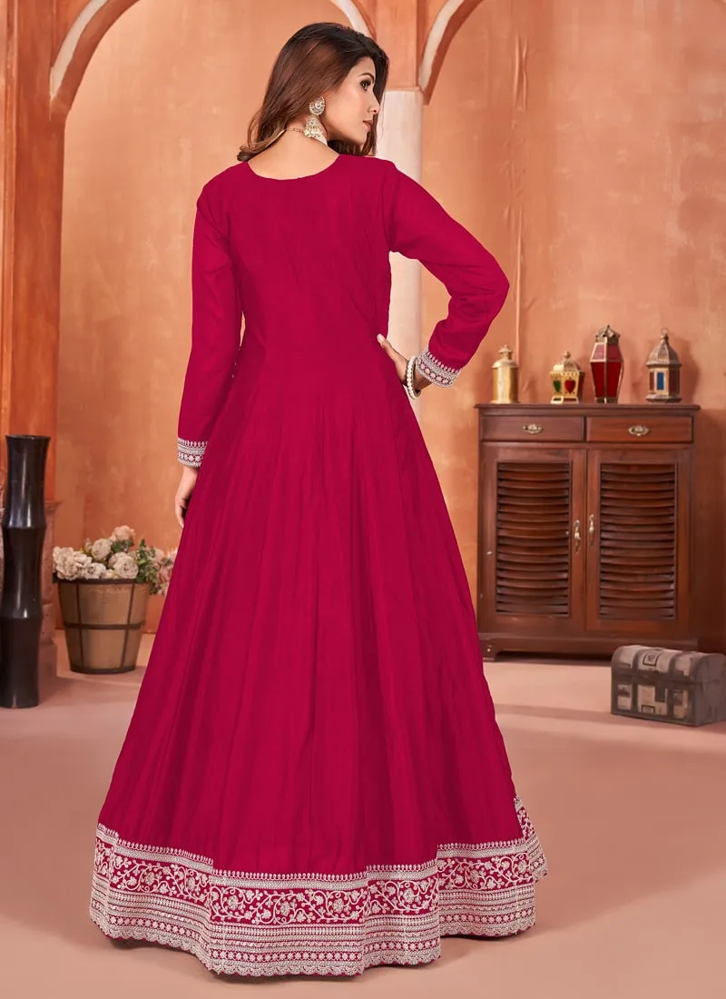 Elegant Floor-Length Art Silk Gown Ensemble