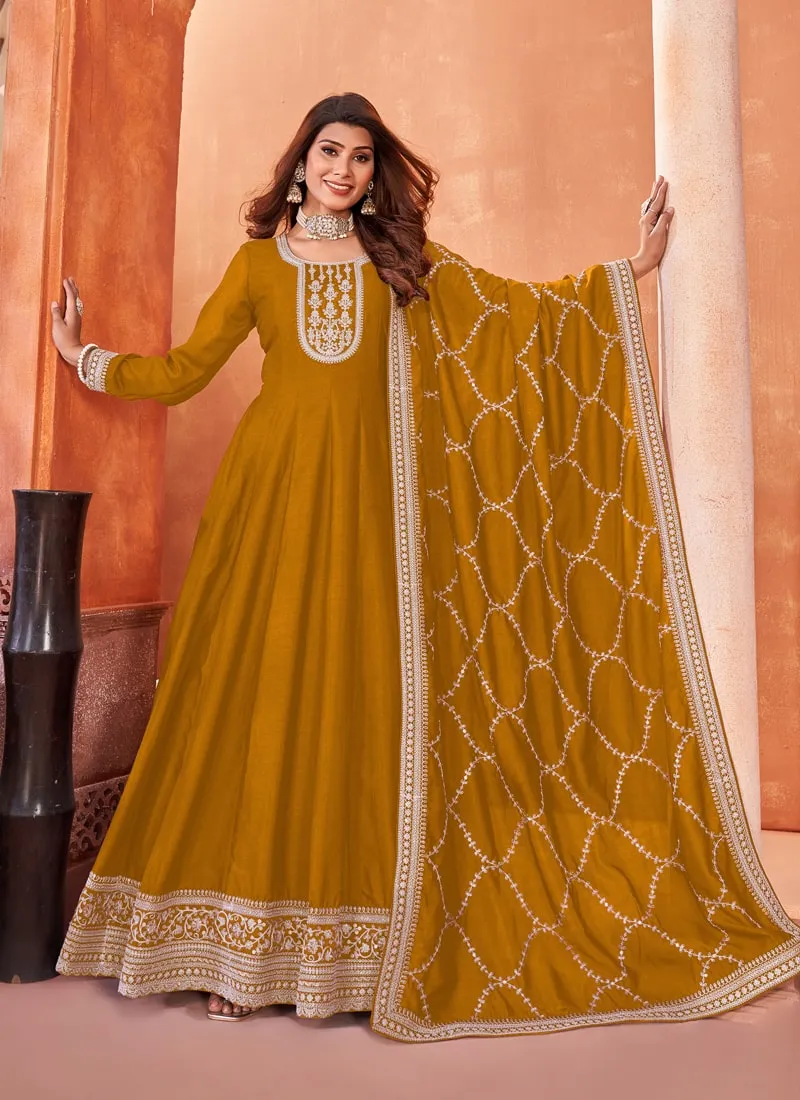 Elegant Floor-Length Art Silk Gown Ensemble