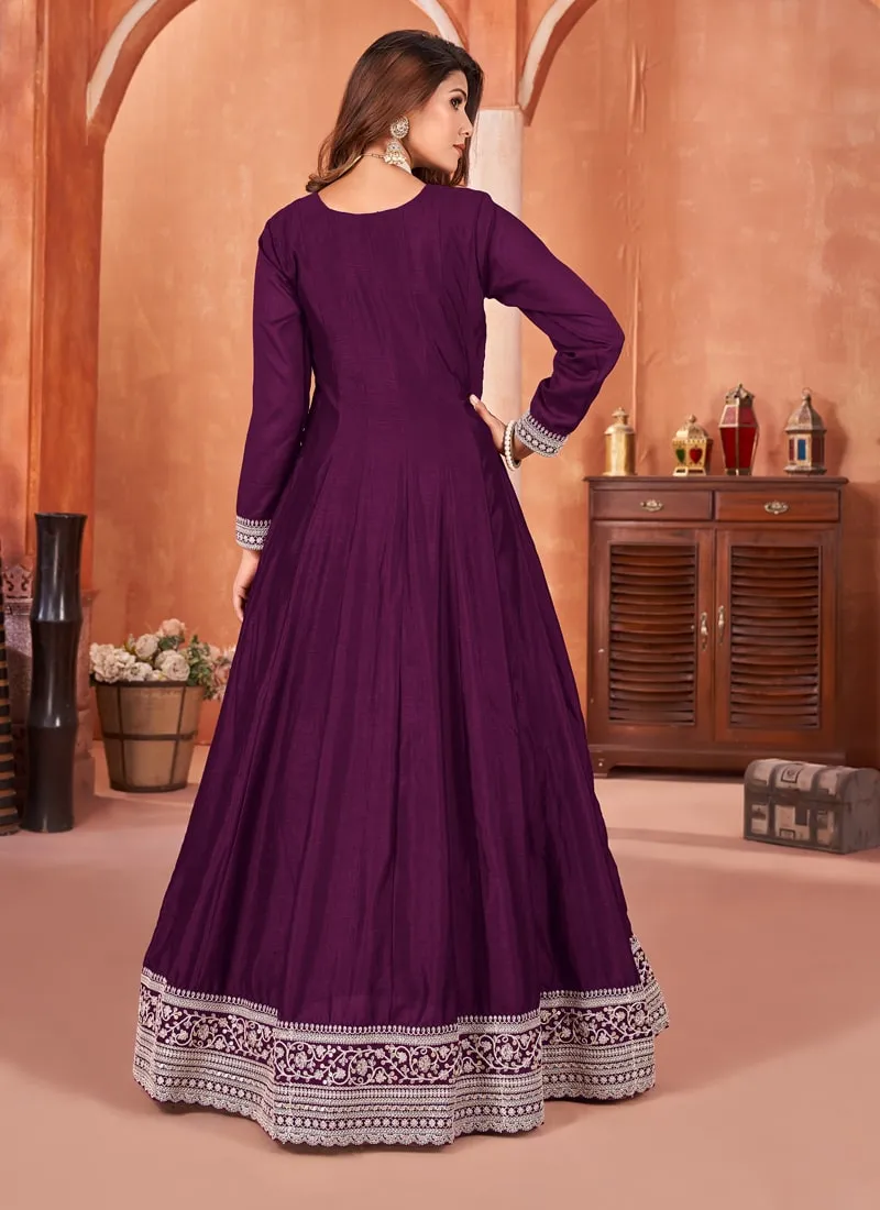 Elegant Floor-Length Art Silk Gown Ensemble