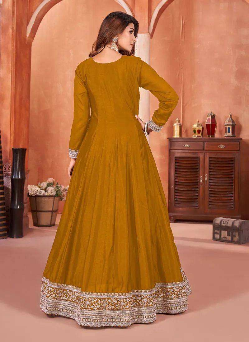 Elegant Floor-Length Art Silk Gown Ensemble