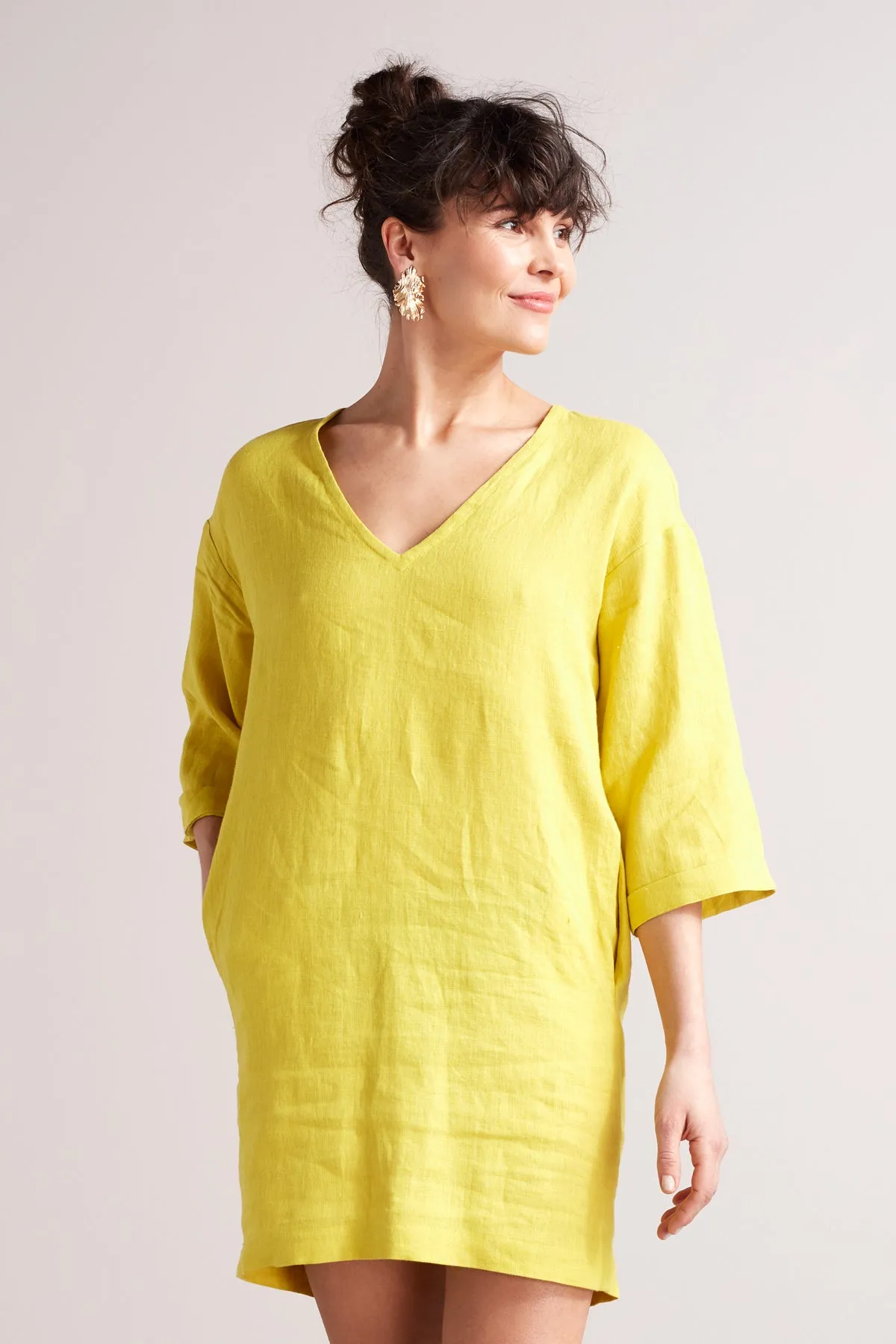 ELSA mini linen tunic dress in dusty pink