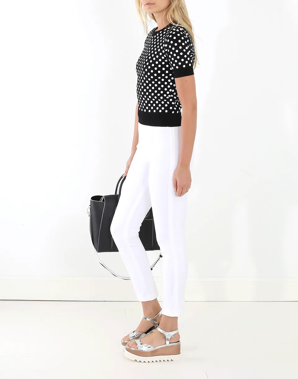 Embroidered Polka Dot Knit Top