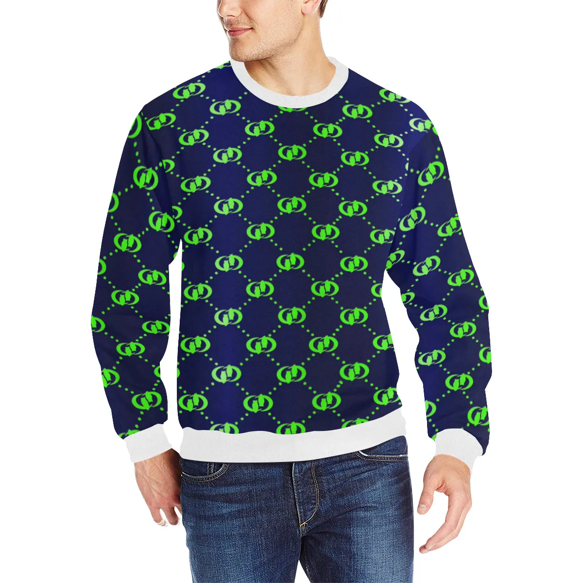 EXCELLENCE BLSKNK Men's Rib Cuff Crew Neck Sweatshirt