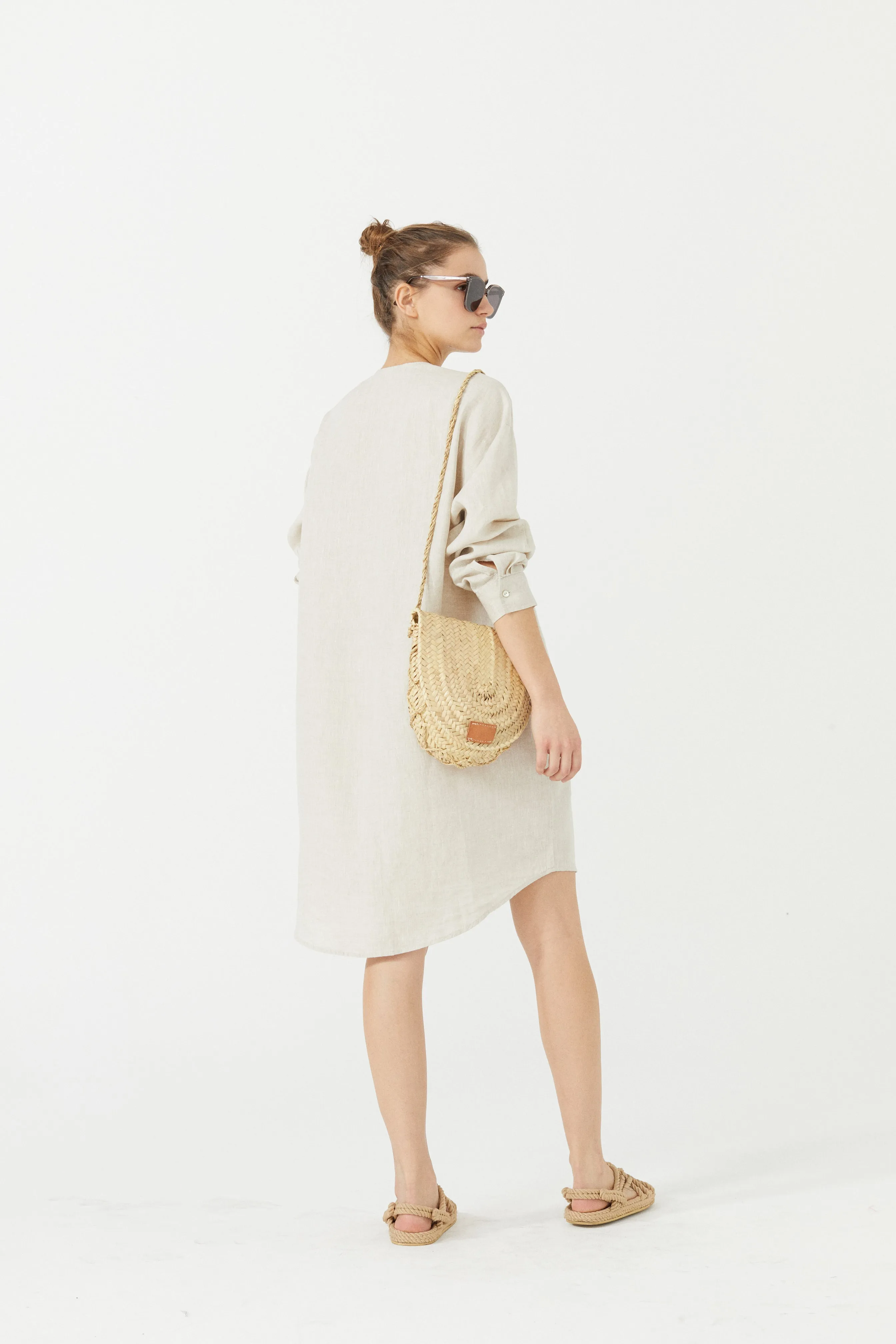 Exuma Linen Shirt Dress - Natural