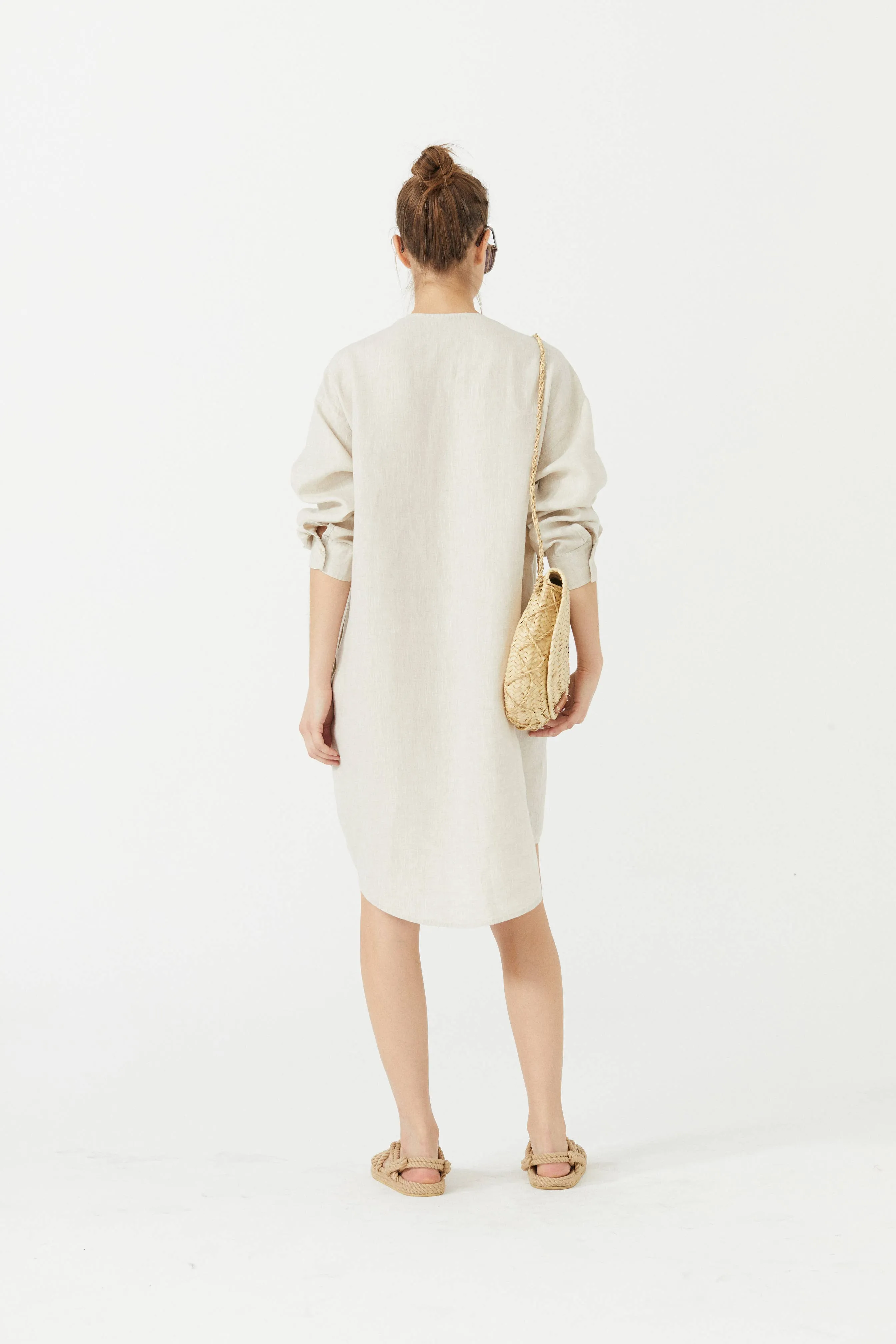 Exuma Linen Shirt Dress - Natural