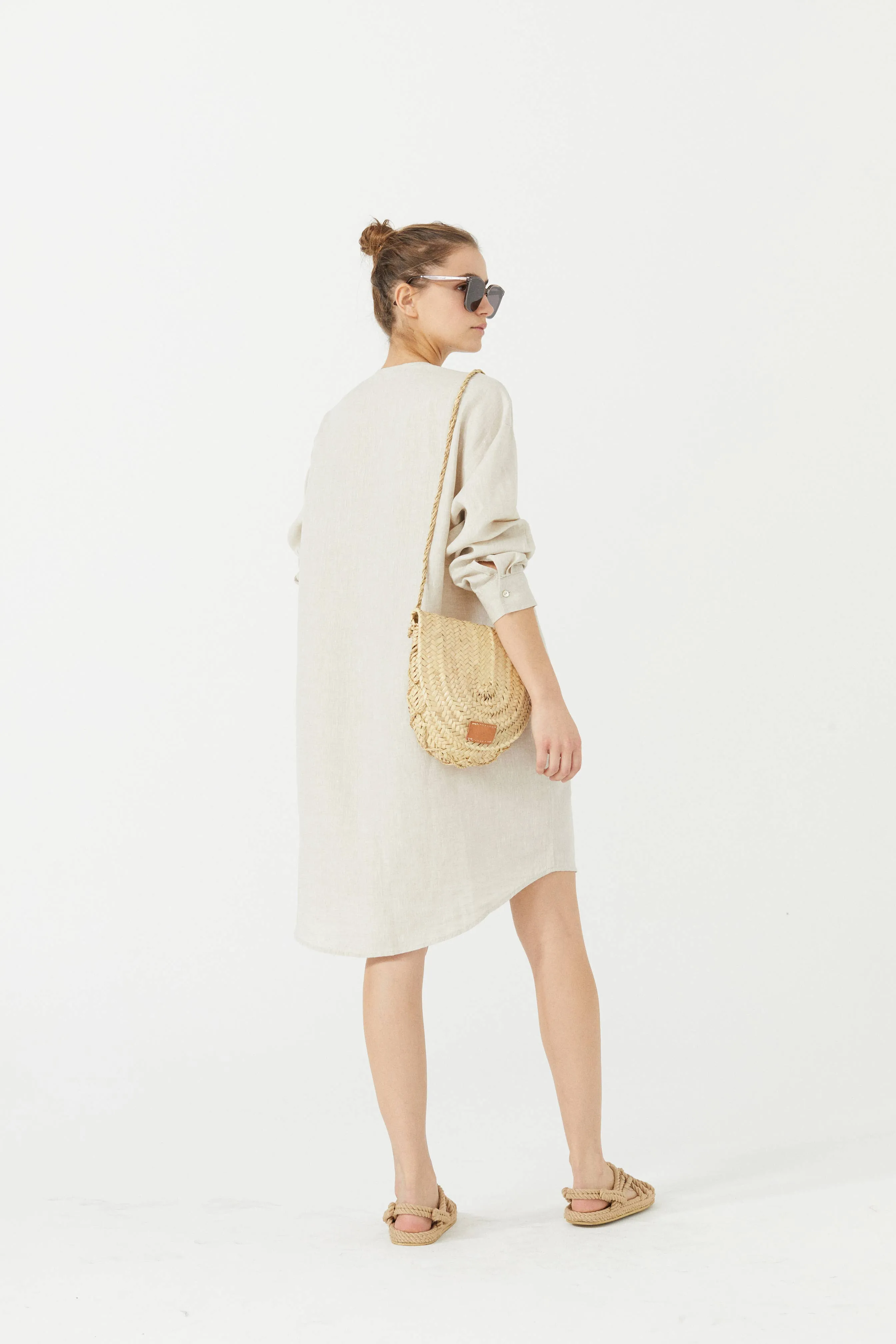 Exuma Linen Shirt Dress - Natural