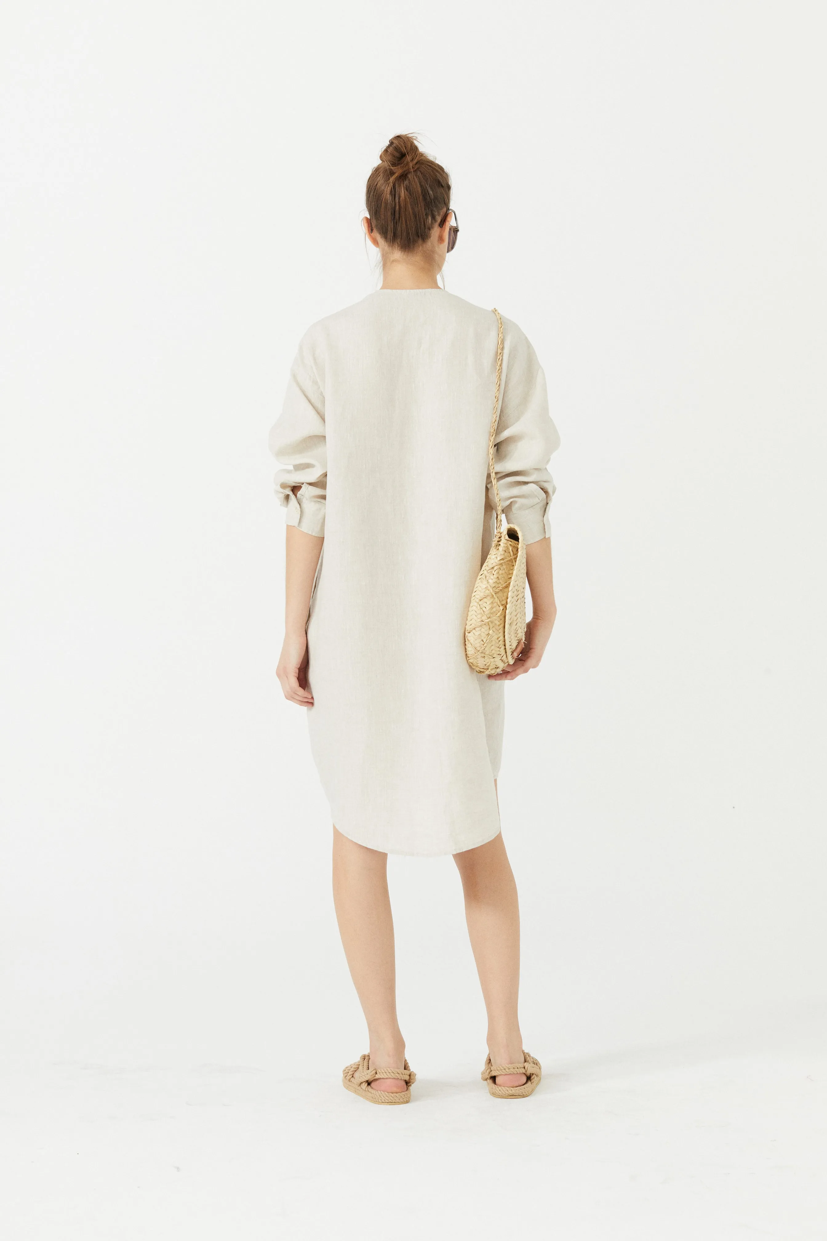 Exuma Linen Shirt Dress - Natural