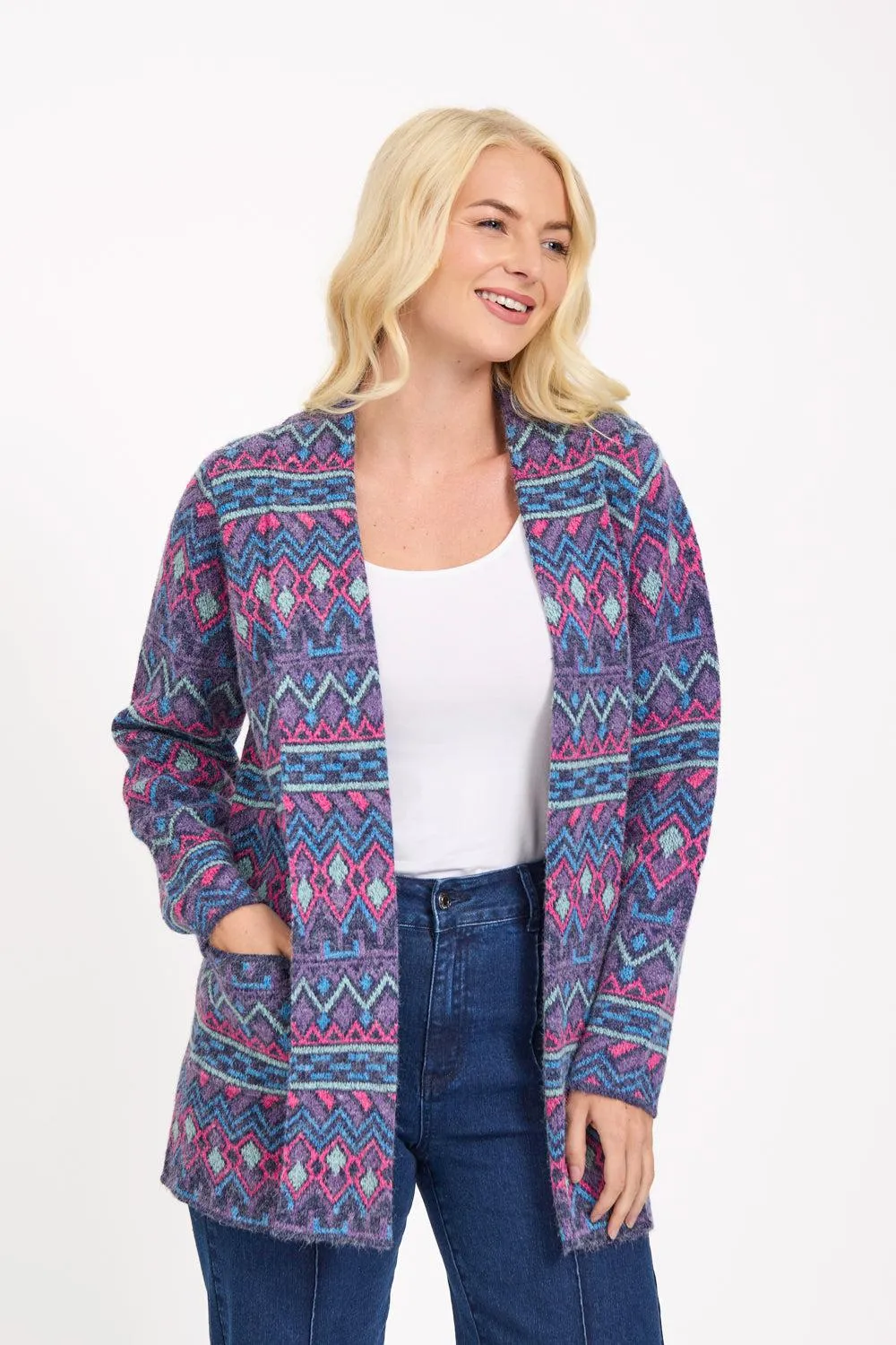 Fairisle cardigan MF-539 BLUE