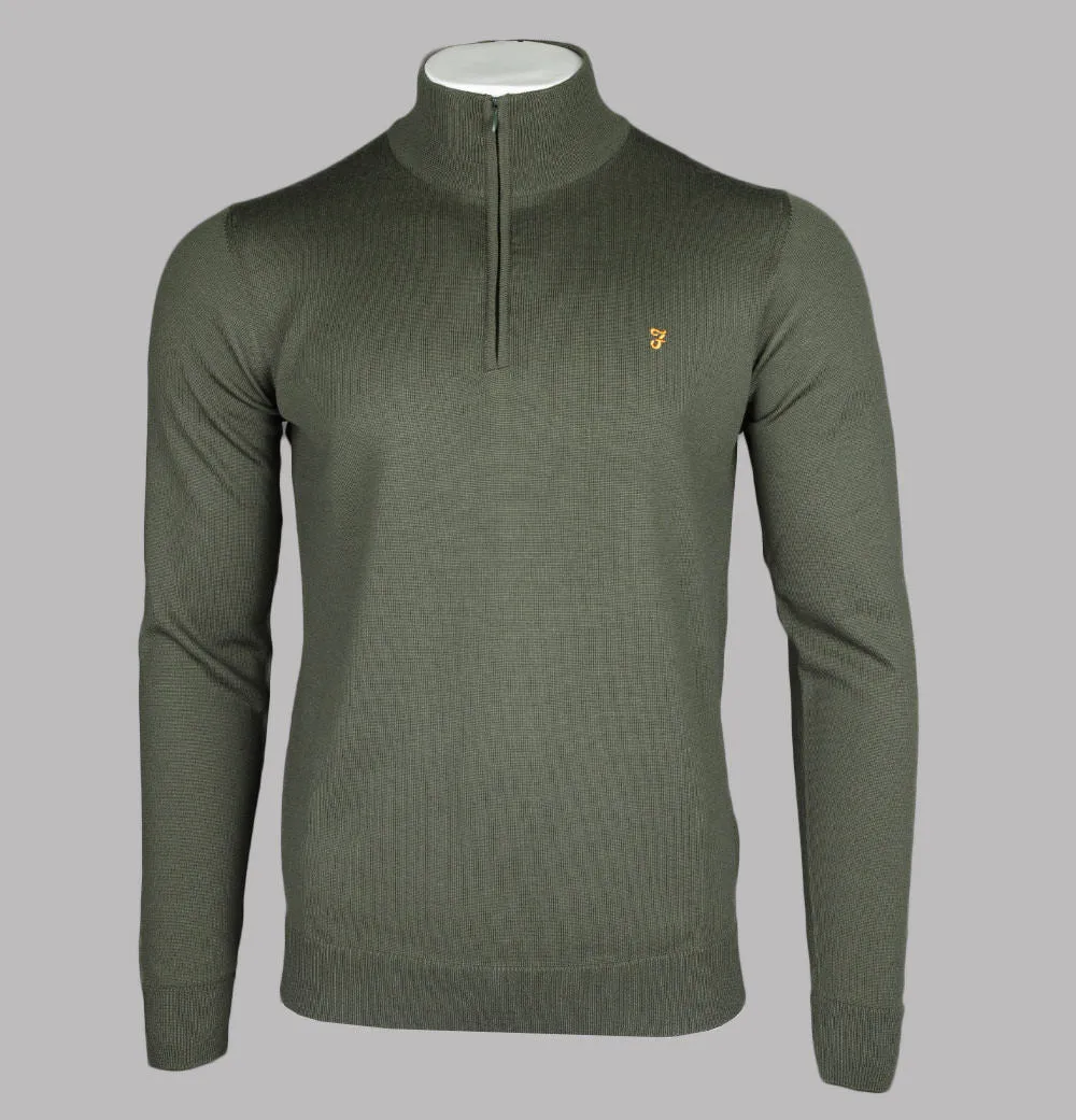 Farah Redchurch Merino Wool 1/4 Zip Jumper Evergreen