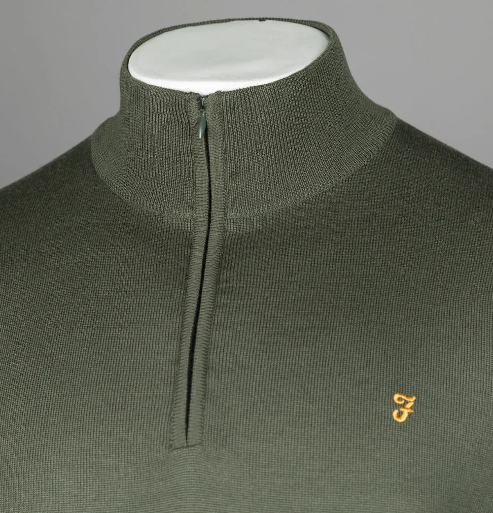 Farah Redchurch Merino Wool 1/4 Zip Jumper Evergreen