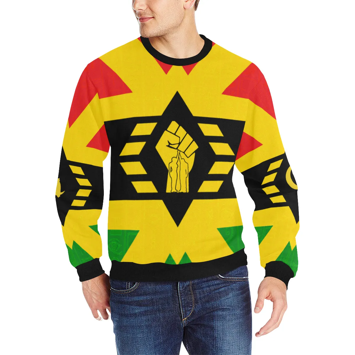 FIST UP RBG Men's Rib Cuff Crew Neck Sweatshirt