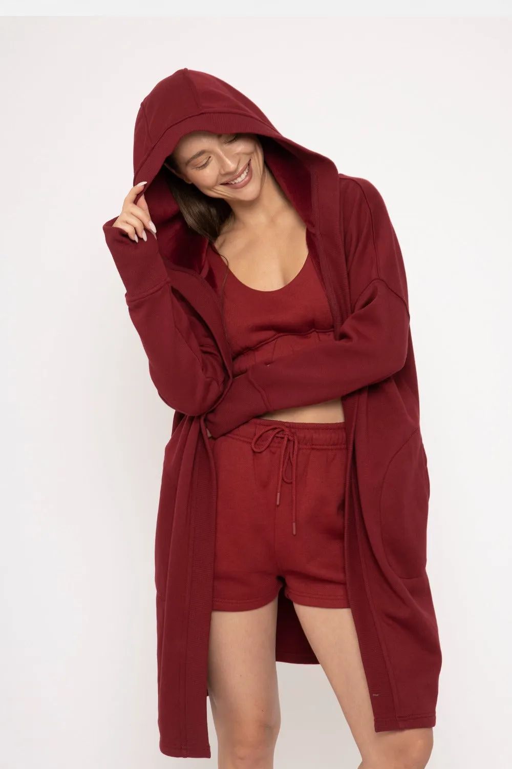 Fleece Lined Hooded Cardigan