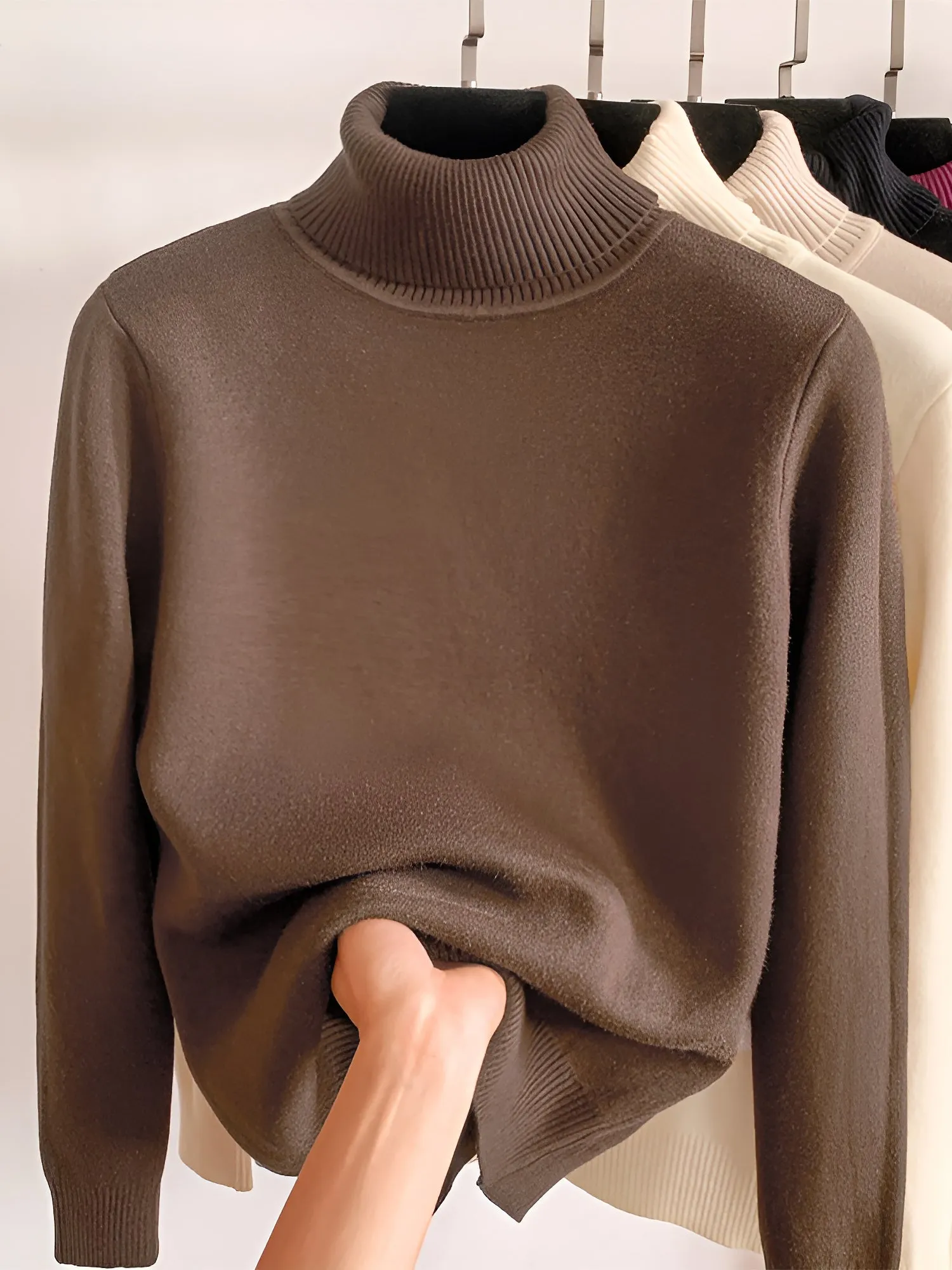 Fleece Thermal Turtle Neck Long Sleeves Sweater
